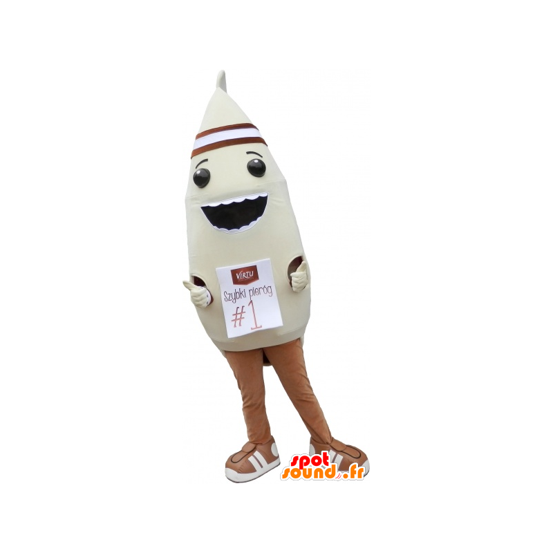 Mascotte de ravioli vapeur, beige et marron - MASFR032777 - Mascottes Fast-Food