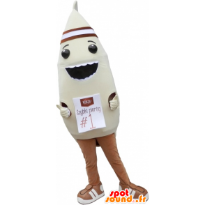 Mascotte de ravioli vapeur, beige et marron - MASFR032777 - Mascottes Fast-Food