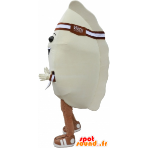 Steam ravioli mascot, beige and brown - MASFR032777 - Fast food mascots