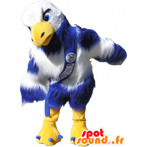 Avvoltoio mascotte blu, giallo e bianco gigante