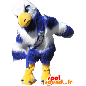 Mascotte de vautour bleu, jaune et blanc, géant - MASFR032778 - Mascotte d'oiseaux