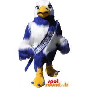 Mascotte de vautour bleu, jaune et blanc, géant - MASFR032778 - Mascotte d'oiseaux