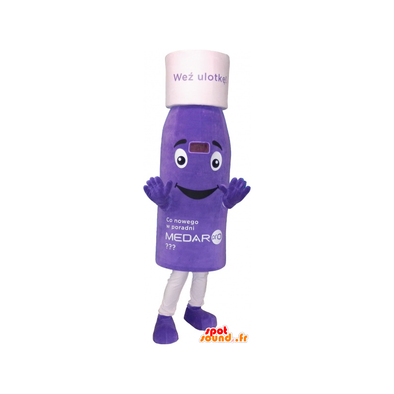 Paarse fles mascotte. lotion Mascot - MASFR032779 - mascottes objecten