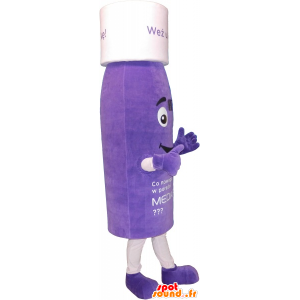 Paarse fles mascotte. lotion Mascot - MASFR032779 - mascottes objecten