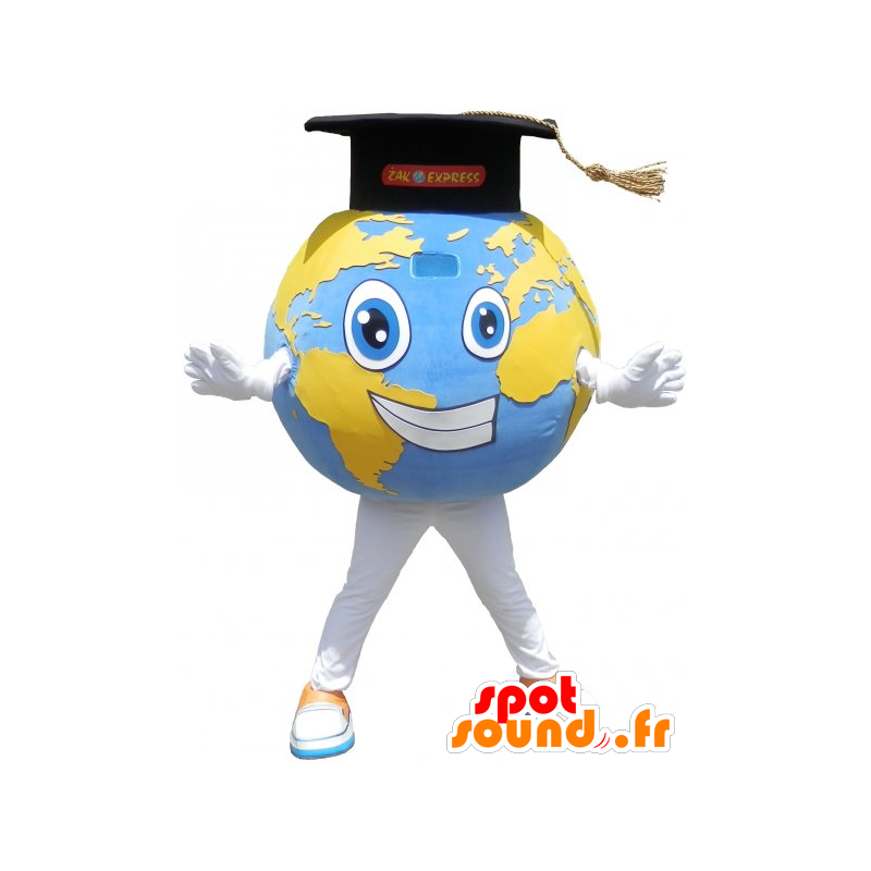 Mascotte de planète terre géante avec chapeau de diplômé - MASFR032781 - Mascottes non-classées