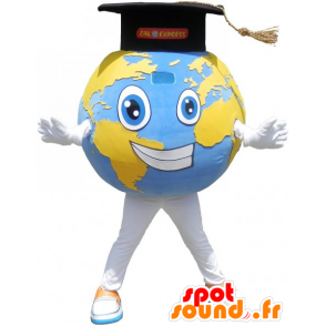 Mascotte de planète terre géante avec chapeau de diplômé - MASFR032781 - Mascottes non-classées