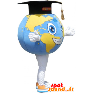 Giant planet earth mascot with Grad Cap - MASFR032781 - Mascots unclassified
