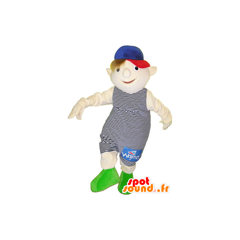 Jongen mascotte gekleed in een gestreepte kleding - MASFR032783 - Mascottes Boys and Girls
