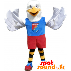 Maskot bílý orel oblečeni v barevných sport - MASFR032784 - sportovní maskot