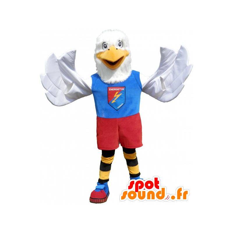 Mascotte d'aigle blanc en tenue de sport colorée - MASFR032784 - Mascotte sportives