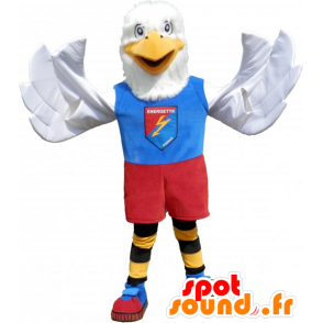 Mascot hvit ørn kledd i fargerike sports - MASFR032784 - sport maskot