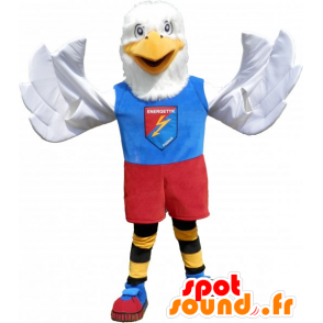 Mascot witte adelaar, gekleed in kleurrijke sport - MASFR032784 - sporten mascotte