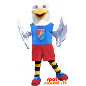 Mascot águia branca vestida em esportes coloridos - MASFR032784 - mascote esportes