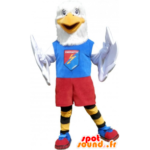 Mascotte d'aigle blanc en tenue de sport colorée - MASFR032784 - Mascotte sportives