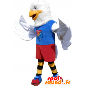 Mascot witte adelaar, gekleed in kleurrijke sport - MASFR032784 - sporten mascotte