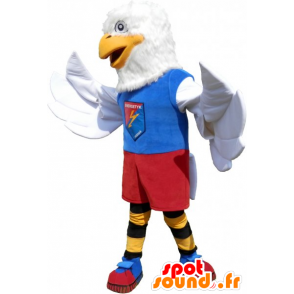 Mascot águia branca vestida em esportes coloridos - MASFR032784 - mascote esportes