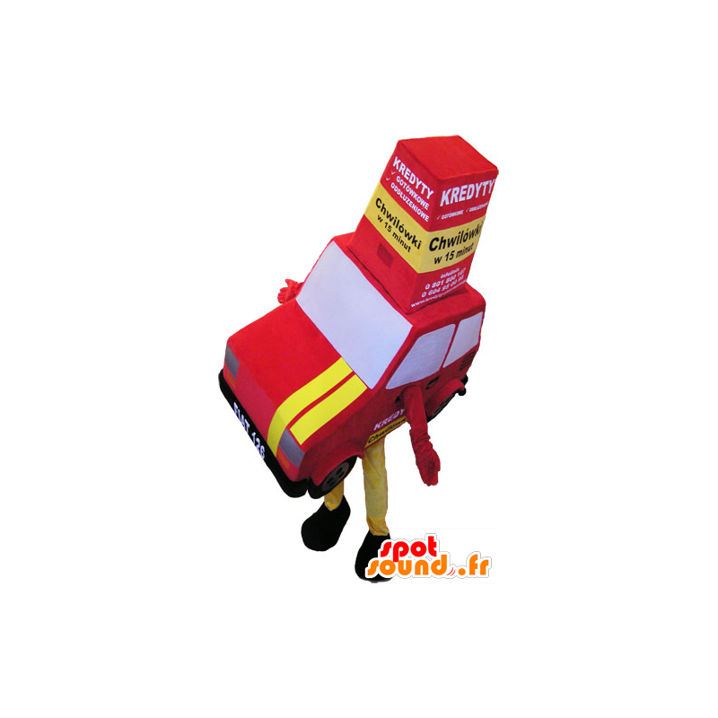 Mascot gigante coche rojo y amarillo. vehículo de la mascota - MASFR032785 - Mascotas de objetos