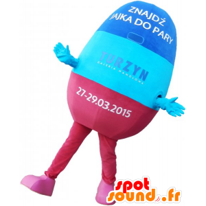 Azul mascote e pílula rosa. droga Mascot - MASFR032787 - objetos mascotes