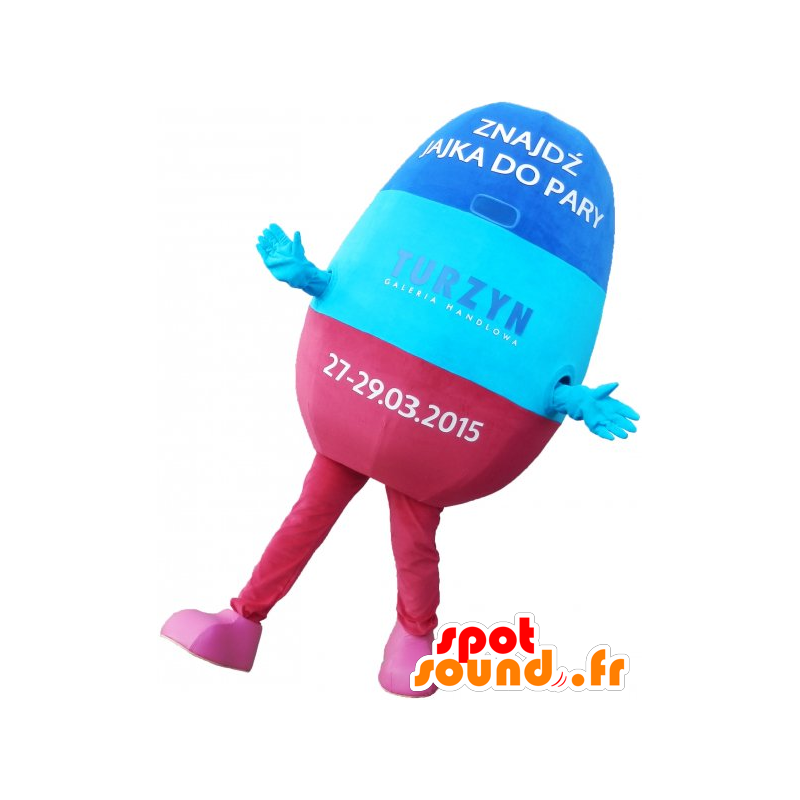 Mascot blauw en roze pil. drug Mascot - MASFR032787 - mascottes objecten