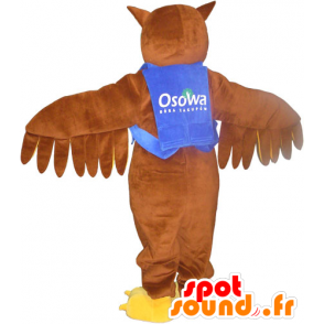Brown Owl Mascot with a vest and goggles - MASFR032789 - Mascot of birds