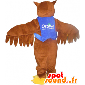 Brązowy sowa maskotka z kamizelka i okulary - MASFR032789 - ptaki Mascot