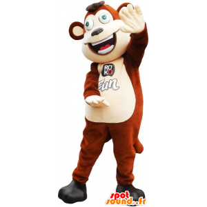 Mascotte scimmia marrone e beige divertente - MASFR032793 - Scimmia mascotte