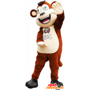 Mascotte scimmia marrone e beige divertente - MASFR032793 - Scimmia mascotte
