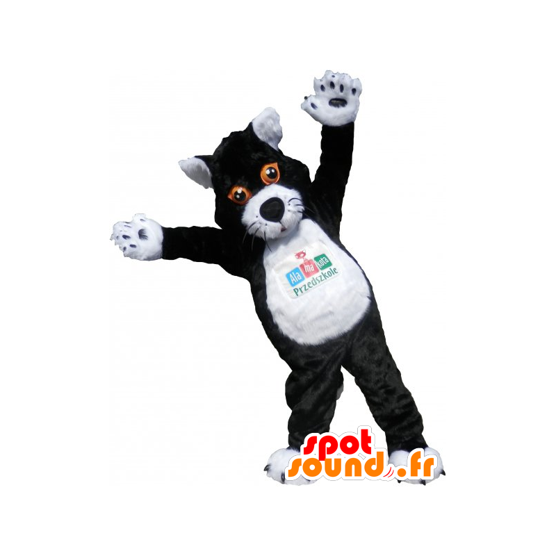 Mascot gran gato blanco y negro. traje de gato - MASFR032794 - Mascotas gato