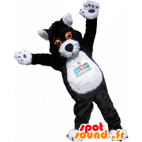 Mascotte de gros chat noir et blanc. Costume de chat - MASFR032794 - Mascottes de chat