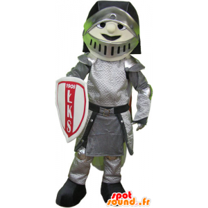 Knight maskot i rustning med hjälm och sköld - Spotsound maskot