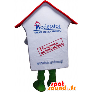 Mascotte Casa Bianca, rosso e verde, molto sorridente - MASFR032798 - Mascotte di casa