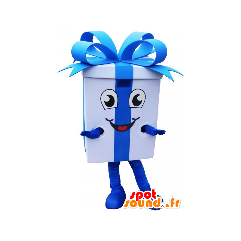 Mascotte d'emballage cadeau géant avec un joli ruban bleu - MASFR032800 - Mascottes d'objets