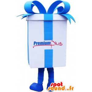 Mascot giant gift box with a pretty blue ribbon - MASFR032800 - Mascots of objects