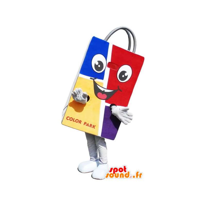 Paper bag mascot, colorful and smiling - MASFR032801 - Mascots of objects