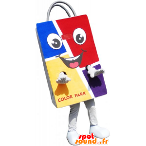 Saco de papel mascote, colorido e sorrindo - MASFR032801 - objetos mascotes