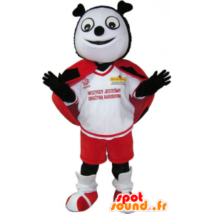 Mascot rood lieveheersbeestje, zwart en wit - MASFR032802 - mascottes Insect