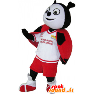 Red ladybug mascot, black and white - MASFR032802 - Mascots insect