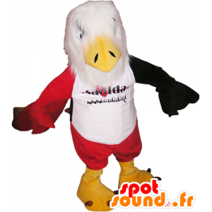 Aquila mascotte bianco, rosso e nero con pantaloncini rossi - MASFR032805 - Mascotte degli uccelli