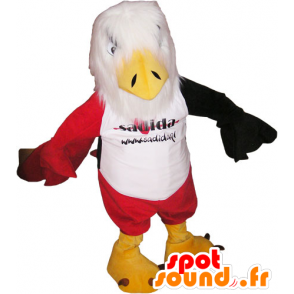 Mascotte d'aigle blanc, rouge et noir avec un short rouge - MASFR032805 - Mascotte d'oiseaux