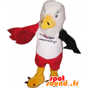 Eagle mascot white, red and black with red shorts - MASFR032805 - Mascot of birds