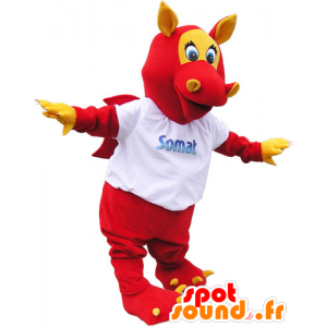 Czerwony smok skrzydlaty maskotka z uszu i pazurów - MASFR032806 - smok Mascot