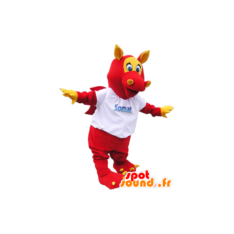 Czerwony smok skrzydlaty maskotka z uszu i pazurów - MASFR032806 - smok Mascot