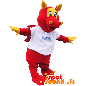 Vermelho voado mascote dragão com orelhas e garras - MASFR032806 - Dragão mascote