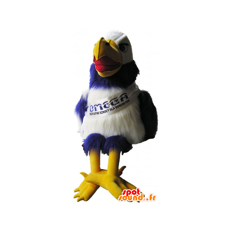 Mascotte de vautour bleu et blanc avec d'énormes pattes jaunes - MASFR032807 - Mascotte d'oiseaux