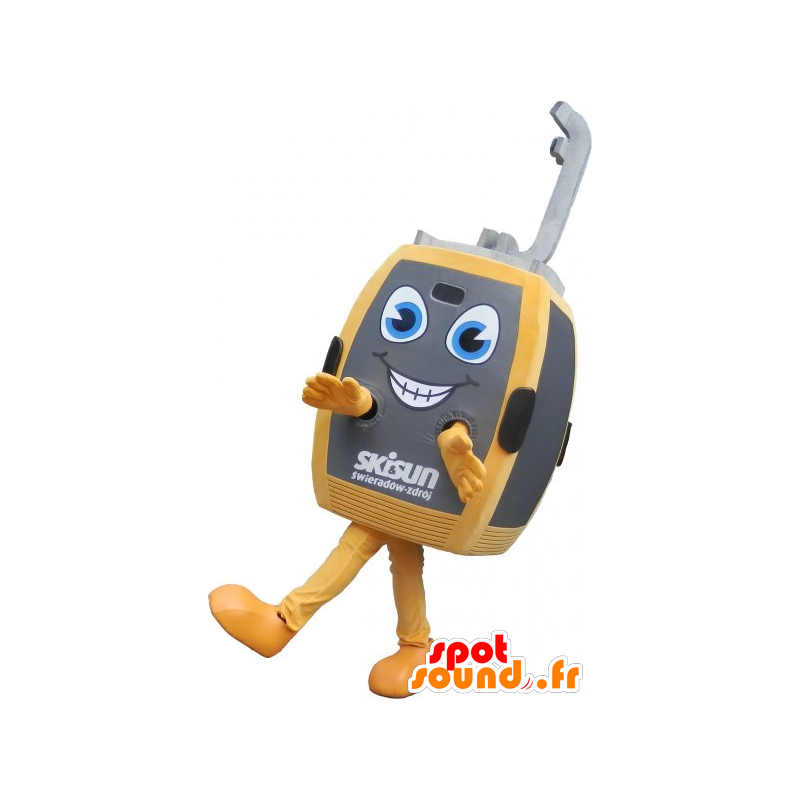 Mascotte de cabine de téléphérique grise et jaune - MASFR032808 - Mascottes d'objets