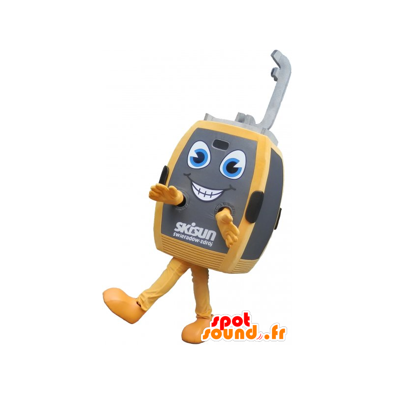 Grå och gul linbana maskot - Spotsound maskot