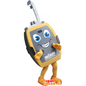 Mascotte de cabine de téléphérique grise et jaune - MASFR032808 - Mascottes d'objets