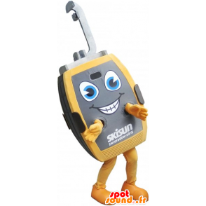 Mascotte de cabine de téléphérique grise et jaune - MASFR032808 - Mascottes d'objets