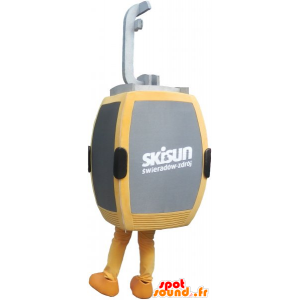 Grå og gul svævebane kabine maskot - Spotsound maskot