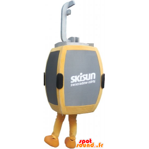 Mascotte de cabine de téléphérique grise et jaune - MASFR032808 - Mascottes d'objets